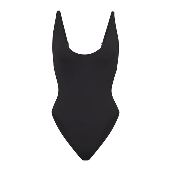 Skims Signature Swim Scoop Neck One Piece Swimsuit Onyx Black Size Small - Picture 6 of 10